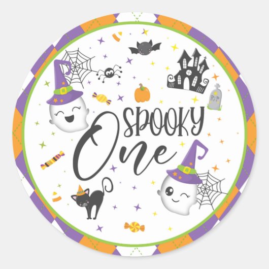 Spooky One Round Sticker - weiß (Vorderseite)