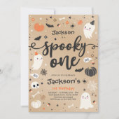 Spooky One Vintag Halloween Ghost 1. Geburtstag Einladung (Vorderseite)