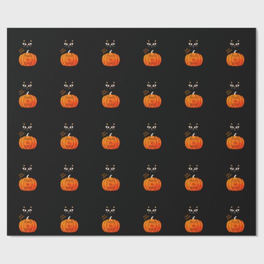 Spooky Orange Black Cat Trick oder Treat Halloween Geschenkpapier (Flach)