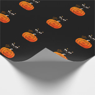 Spooky Orange Black Cat Trick oder Treat Halloween Geschenkpapier