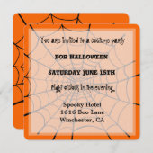 Spooky Orange Black Halloween Spiegweb Einladung (Vorne/Hinten)
