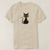 Spooky Orange-Eyed Black Cat Halloween T-Shirt (Design vorne)