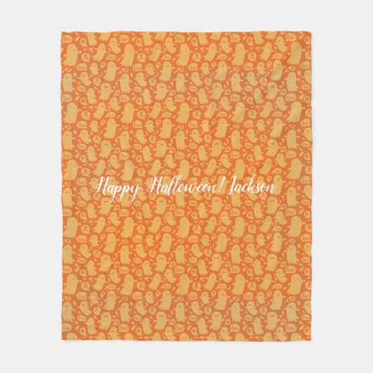 Spooky Orange Ghosts Halloween Fleecedecke (Vorderseite)
