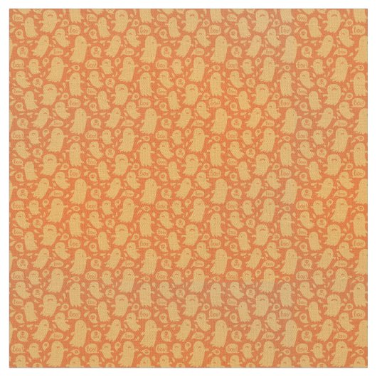 Spooky Orange Ghosts Halloween Stoff (Nahaufnahme)