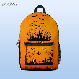 Spooky Orange Gothic Grim Sensenmann Friedhof ✝ 🎃 Bedruckter Rucksack
