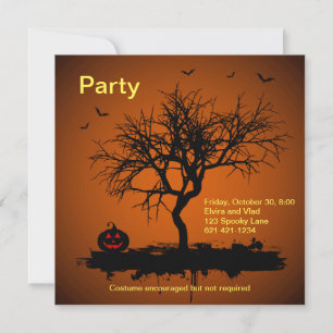 Spooky Orange Grunge Halloween-Party Einladung