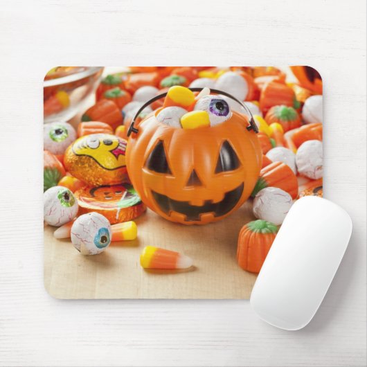 Spooky Orange Halloween Candy Mousepad (Mit Mouse)