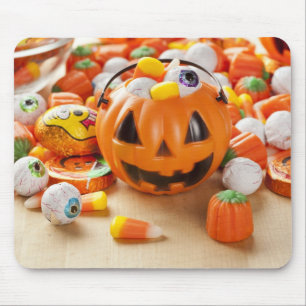 Spooky Orange Halloween Candy Mousepad