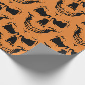 Spooky Orange Halloween Lächeln Skelett Geschenkpapier (Ecke)
