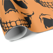 Spooky Orange Halloween Lächeln Skelett Geschenkpapier (Rolleneckpunkt)