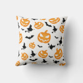 Spooky Orange Halloween Pumpkin Nahtloses Muster Kissen (Rückseite)