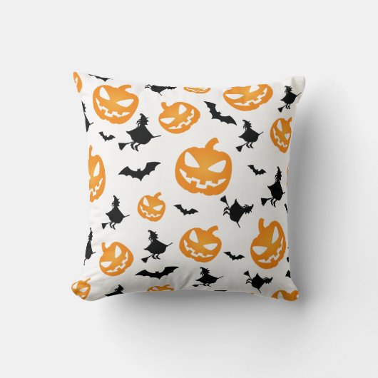 Spooky Orange Halloween Pumpkin Nahtloses Muster Kissen (Vorderseite)