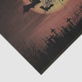 Spooky Orange Harvest Moon Bats und Cemetary Seidenpapier (Ausschnitt)