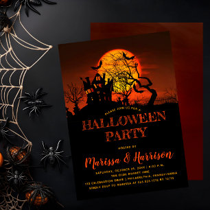 Spooky Orange Moon Spuk House Halloween-Party I Einladung
