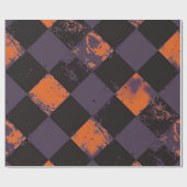 Spooky Orange und Black Checkered Halloween Patter Geschenkpapier (Flach)