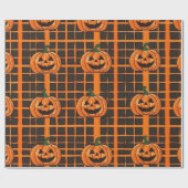 Spooky Orange und Black Checkered Halloween Patter Geschenkpapier (Flach)