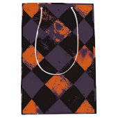 Spooky Orange und Black Checkered Halloween Patter Mittlere Geschenktüte (Vorderseite)