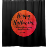 Spooky Orange und Black Full Moon Happy Halloween Duschvorhang (Vorderseite)