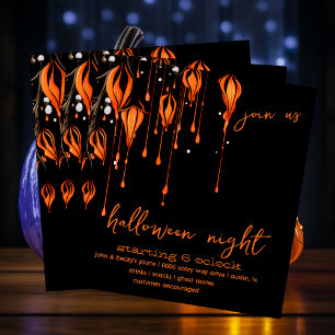 Spooky Orange und Black Paint Whimsical Halloween Einladung