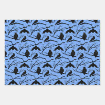 Spooky Owl Bat Halloween Wrapping Paper Set 3