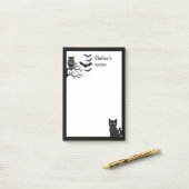 Spooky owl, bats and black cat post-it klebezettel (Auf Schreibtisch)