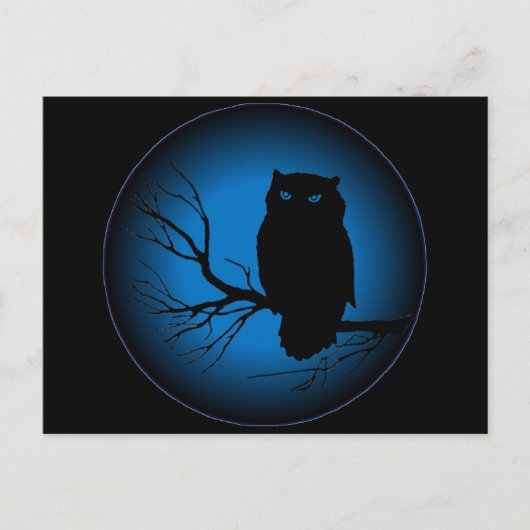Spooky Owl Blue Moon Postkarte (Vorderseite)