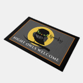 Spooky Owl Full Moon Halloween Fußmatte (Schrägansicht)