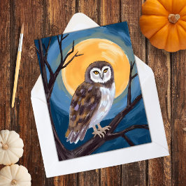 Spooky Owl | Full Moon Happy Halloween Feiertagskarte