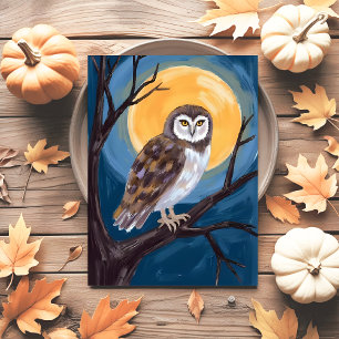 Spooky Owl   Full Moon Happy Halloween Feiertagspostkarte