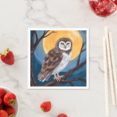 Spooky Owl | Full Moon Happy Halloween Serviette (Beispiel)