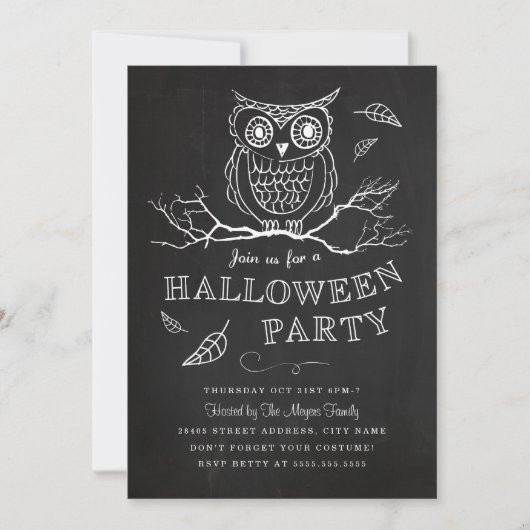 Spooky Owl Halloween-Party Einladung (Vorderseite)