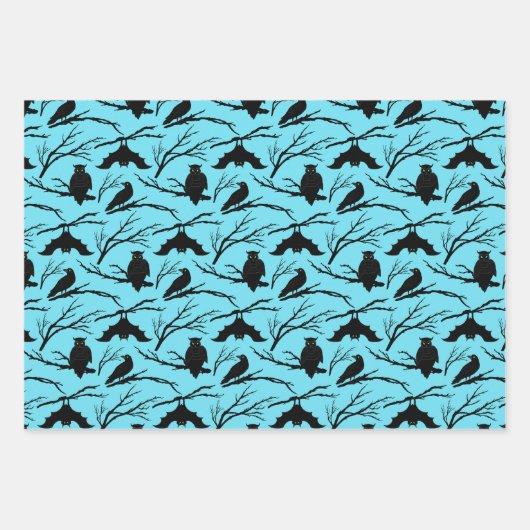 Spooky Owl Halloween Wrapping Paper Sheets Set-3 Geschenkpapier Set (Vorderseite)