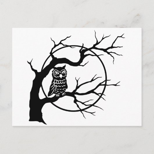 Spooky Owl im Baum Postkarte (Vorderseite)