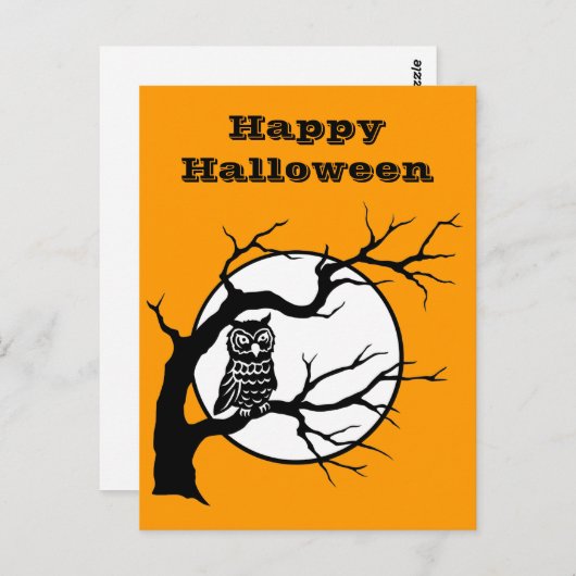Spooky Owl im Baum Postkarte (Vorne/Hinten)