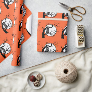 Spooky Owl in Tree, mit Vollmond Geschenkpapier