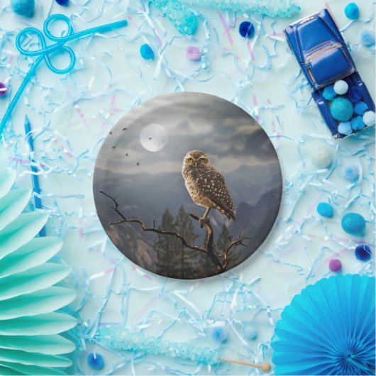 Spooky Owl Moon Graphic Pappteller (Party)