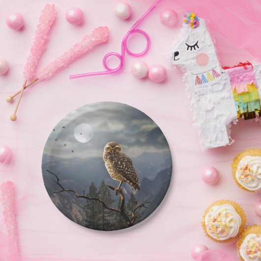 Spooky Owl Moon Graphic Pappteller (Party)