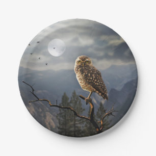 Spooky Owl Moon Graphic Pappteller