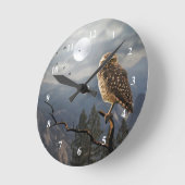 Spooky Owl Moon Graphic Runde Wanduhr (Winkel)