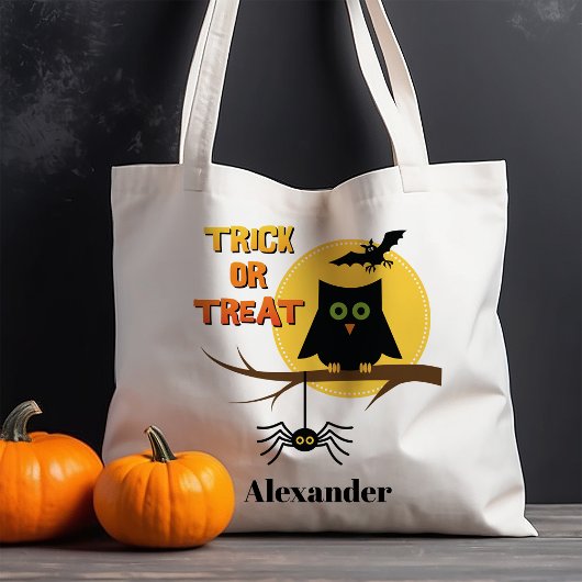 Spooky Owl Trick oder Treat Halloween Tragetasche