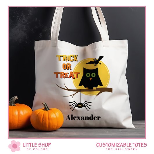 Spooky Owl Trick oder Treat Halloween Tragetasche