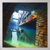 Spooky Owl Water Bridge Hexe AI Art Matte Value Poster (Vorne)