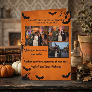 Spooky Palms Resort Orange Halloween-Foto  Feiertagskarte