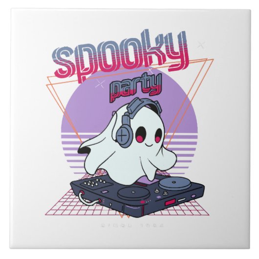 Spooky Party Halloween Fliese (Vorderseite)
