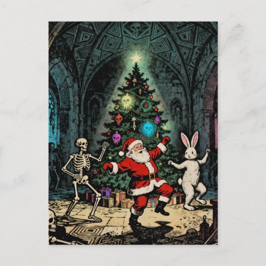 Spooky Party with Santa and the Easter Bunny Postkarte (Vorderseite)