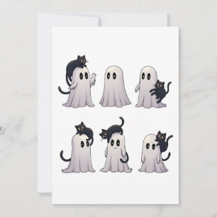 Spooky Pastel Gothic Geister Schwarze Katzen Hallo Einladung