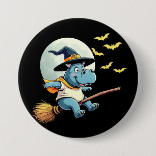 Spooky Pastel Halloween Baby Moo Deng Hippo Button