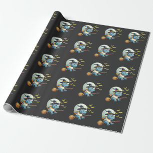 Spooky Pastel Halloween Baby Moo Deng Hippo Geschenkpapier