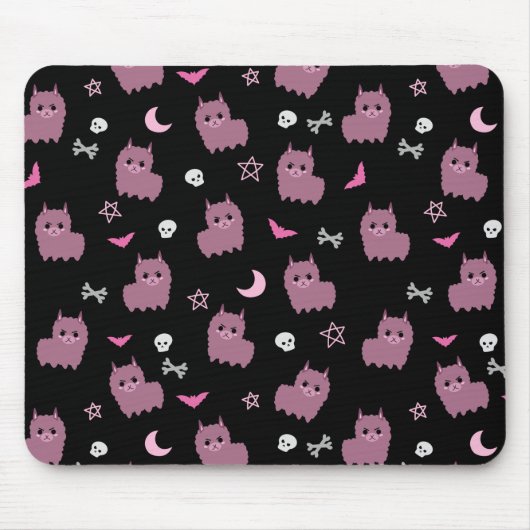 Spooky pastellfarbenes Lama-Muster, lila Mousepad (Vorne)