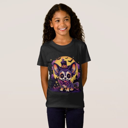 Spooky Paws Halloween Anime Chihuahua T-Shirt (Vorne ganz)